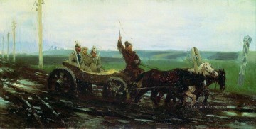  1876 Pintura - escoltado por un camino embarrado 1876 Ilya Repin